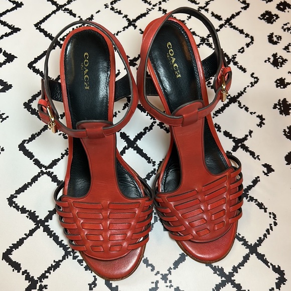COACH New York Strappy Leather Heeled Sandals - Size 11 B - Women’s Shoes - EUC - Picture 1 of 13